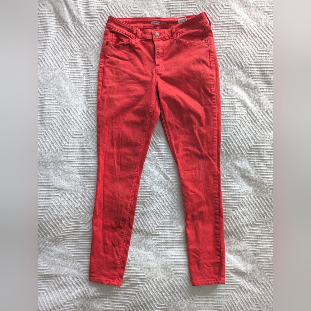 Old Navy Women's Bright Pink Jeans, Rockstar Super Skinny - Picture 1 of 11